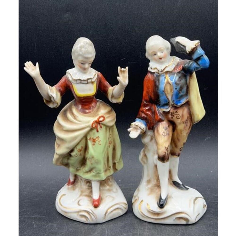 Vintage Occupied Japan Maruyama Porcelain Victorian Couple Figurines HandPainted